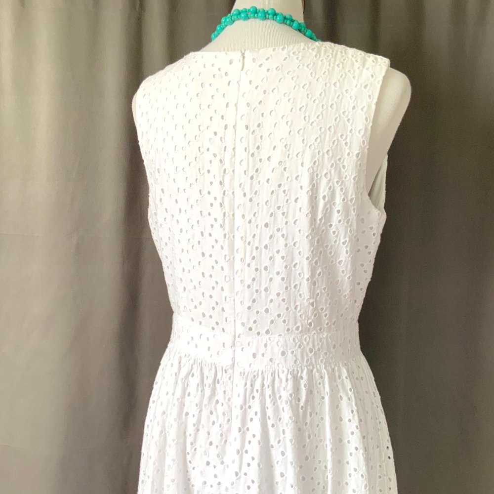 Chris McLaughlin White Eyelet & Lace Cotton Dress Cottagecore Artsy Sz 12 - Picture 9 of 16